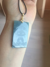 Load image into Gallery viewer, 100% Natural type A green/blue/gray Guatemala jadeite shadow carving little girl safe and sound pendant necklace/worry stone PC121
