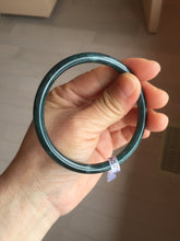 Load image into Gallery viewer, 59mm Certified Type A 100% Natural dark green/blue/gray with Guatemala slim round cut Jadeite bangle PH25-2342
