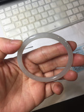 Load image into Gallery viewer, 53.9mm Certified 100% Natural icy gray (灰冰) pale pink(藕粉) slim round cut nephrite jade bangle HN159-9101
