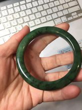 Load image into Gallery viewer, 56.8mm Certified 100% Natural Deep Pine Green/Black "Serene Ember Forest" Nephrite (red-skin nephrite 红皮碧玉) Bangle HT168-21-3866
