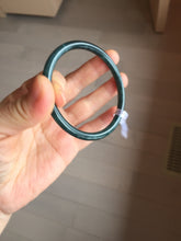 Load image into Gallery viewer, 59mm Certified Type A 100% Natural dark green/blue/gray with Guatemala slim round cut Jadeite bangle PH25-2342
