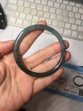 Load image into Gallery viewer, 55.7mm Type A 100% Natural dark green/blue/gray/black Guatemala slim round cut Jadeite bangle PJ107-5617
