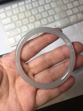 Load image into Gallery viewer, 53.9mm Certified 100% Natural icy gray (灰冰) pale pink(藕粉) slim round cut nephrite jade bangle HN159-9101

