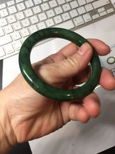 Load image into Gallery viewer, 56.8mm Certified 100% Natural Deep Pine Green/Black "Serene Ember Forest" Nephrite (red-skin nephrite 红皮碧玉) Bangle HT168-21-3866
