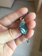 Load image into Gallery viewer, 100% Natural Type A Blue Green Gray Black 3D Pixiu (貔貅) Feng Shui Wealth Attractor Guatemala Jadeite Pendant Group Necklace PH222
