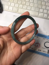 Load image into Gallery viewer, 55.7mm Type A 100% Natural dark green/blue/gray/black Guatemala slim round cut Jadeite bangle PJ107-5617
