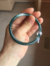 Load image into Gallery viewer, 59mm Certified Type A 100% Natural dark green/blue/gray with Guatemala slim round cut Jadeite bangle PH22-2330
