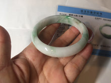 Load image into Gallery viewer, 54mm 100% natural certified sunny green/white (白底青) jadeite jade bangle BL36-5240
