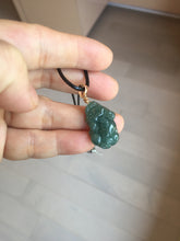 Load image into Gallery viewer, 100% Natural Type A Blue Green Gray Black 3D Pixiu (貔貅) Feng Shui Wealth Attractor Guatemala Jadeite Pendant Group Necklace PH222
