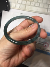 Load image into Gallery viewer, 55.7mm Type A 100% Natural dark green/blue/gray/black Guatemala slim round cut Jadeite bangle PJ107-5617
