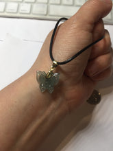 Load image into Gallery viewer, Type A 100% Natural icy watery light Green blue Guatemala Jadeite Jade butterfly Pendant BH119
