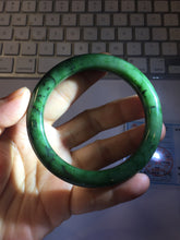 Load image into Gallery viewer, 56.8mm Certified 100% Natural Deep Pine Green/Black "Serene Ember Forest" Nephrite (red-skin nephrite 红皮碧玉) Bangle HT168-21-3866
