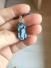 Load image into Gallery viewer, 100% Natural Type A Blue Green Gray Black 3D Pixiu (貔貅) Feng Shui Wealth Attractor Guatemala Jadeite Pendant Group Necklace PH222
