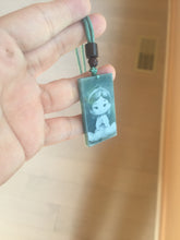 Load image into Gallery viewer, 100% Natural type A green/blue/gray Guatemala jadeite shadow carving little girl safe and sound pendant necklace/worry stone PC121
