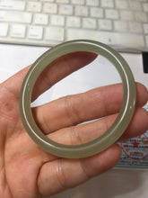 Load image into Gallery viewer, 51mm Certified 100% Natural icy white light yellow green gray slim round cut nephrite jade bangle HN160-8259
