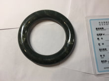 Load image into Gallery viewer, 56mm certified 100% Natural dark green/black Ocean Waves chubby round cut nephrite bangle HF138-0879
