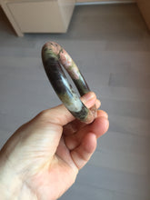 Load image into Gallery viewer, 56mm 100% natural pink/black/brown/yellow chubby round cut rose stone (Rhodonite) bangle AW35
