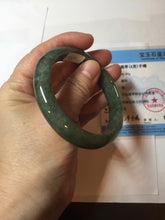 Load image into Gallery viewer, 55.7mm certified 100% natural type A dark green/black jadeite jade bangle PA35-1234
