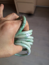 Load image into Gallery viewer, 35-38mm Type A 100% Natural sunny green/white Jadeite Jade kids bangle /scarf button group BF100
