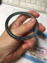 Load image into Gallery viewer, 55.7mm Type A 100% Natural dark green/blue/gray/black Guatemala slim round cut Jadeite bangle PJ107-5617
