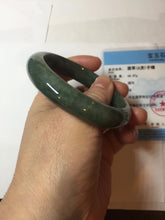 Load image into Gallery viewer, 55.7mm certified 100% natural type A dark green/black jadeite jade bangle PA35-1234
