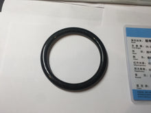 Load image into Gallery viewer, 58.6mm Certified type A 100% Natural dark green black MoCui(墨翠) round cut Jadeite bangle PC150-0687
