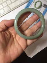 Load image into Gallery viewer, 55.1mm Certified Type A 100% Natural Oily Dark Green Gray Black(油青) Jadeite Jade Bangle PE107-7151
