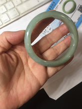 Load image into Gallery viewer, 55.1mm Certified Type A 100% Natural Oily Dark Green Gray Black(油青) Jadeite Jade Bangle PE107-7151
