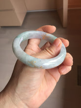 Load image into Gallery viewer, 55.8mm 100% Natural type A green purple white carved flowers and golden-painted Jadeite Jade bangle PB283-0262
