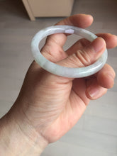 Load image into Gallery viewer, 53.5mm certified 100% natural icy watery light green purple slim round cut jadeite jade bangle PB73-1269
