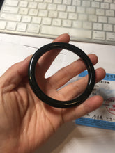 Load image into Gallery viewer, 58.6mm Certified type A 100% Natural dark green black MoCui(墨翠) round cut Jadeite bangle PC150-0687
