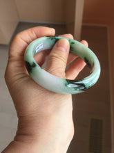 Load image into Gallery viewer, 59.2mm Certified Type A 100% Natural sunny green/dark green/purple/white Spring Forest broad Jadeite bangle PH71-0574

