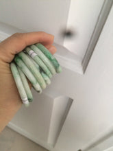 Load image into Gallery viewer, 35-38mm Type A 100% Natural sunny green/white Jadeite Jade kids bangle /scarf button group BF100
