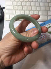 Load image into Gallery viewer, 55.1mm Certified Type A 100% Natural Oily Dark Green Gray Black(油青) Jadeite Jade Bangle PE107-7151
