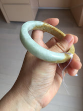 Load image into Gallery viewer, 59mm Type A 100% Natural light green/brown /yellow square Jadeite Jade bangle R101
