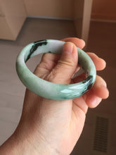 Load image into Gallery viewer, 59.2mm Certified Type A 100% Natural sunny green/dark green/purple/white Spring Forest broad Jadeite bangle PH71-0574
