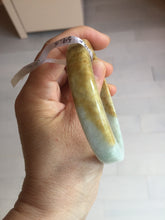 Load image into Gallery viewer, 59mm Type A 100% Natural light green/brown /yellow square Jadeite Jade bangle R101
