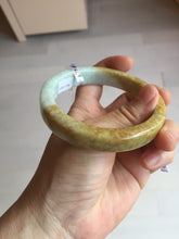 Load image into Gallery viewer, 59mm Type A 100% Natural light green/brown /yellow square Jadeite Jade bangle R101
