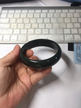 Load image into Gallery viewer, 62.5mm 100% Natural dark green/black meteorite Star Trail(星轨) Night sky nephrite bangle HN161-5901
