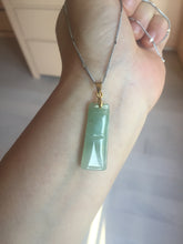 Load image into Gallery viewer, 100% Natural type A icy watery light green Jadeite Jade bamboo pendant PC124-1
