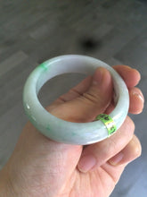 Load image into Gallery viewer, 50mm 100% natural Type A sunny green/purple oval  jadeite jade bangle E51-1084
