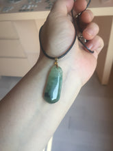 Load image into Gallery viewer, 100% Natural type A icy watery dark green/black Jadeite Jade blessed melon pendant PC124-2
