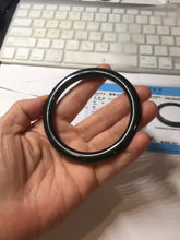 Load image into Gallery viewer, 58.6mm Certified type A 100% Natural dark green black MoCui(墨翠) round cut Jadeite bangle PC150-0687
