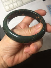 Load image into Gallery viewer, 60.4mm 100% Natural Dark Green Black Meteorite Night Sky Golden Blossom Fireworks Nephrite Bangle HN162-5905
