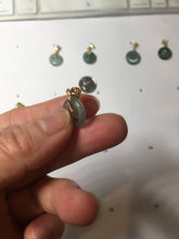 Load image into Gallery viewer, 12.5–14.5mm Type A 100% Natural Icy Watery Light Green Dark Green Gray Guaremala Jadeite Jade Concentric Ring Safety Guardian Donut Mom and Daughter Pendant 子母扣 BH122

