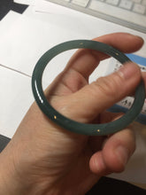 Load image into Gallery viewer, 56.9mm Certified Type A 100% Natural icy watery deep sea dark green/blue/gray/black slim round cut Guatemala Jadeite bangle AU60-7067
