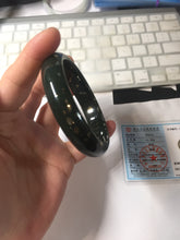 Load image into Gallery viewer, 60.4mm 100% Natural Dark Green Black Meteorite Night Sky Golden Blossom Fireworks Nephrite Bangle HN162-5905
