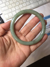 Load image into Gallery viewer, 58.8mm Certified Type A 100% Natural Oily Dark Green Gray Black(油青) round cut Jadeite Jade Bangle PE108-7124
