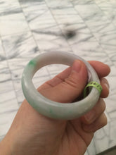 Load image into Gallery viewer, 50mm 100% natural Type A sunny green/purple oval  jadeite jade bangle E51-1084
