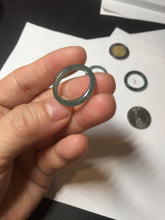 Load image into Gallery viewer, 17.1mm 6 3/4 100% natural type A icy watery green/blue icy watery Guatemala jadeite jade band ring group BP80

